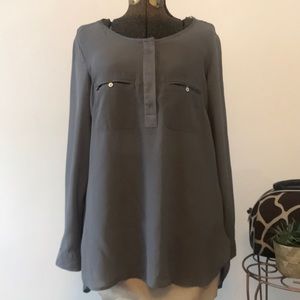 2/$15 H&M Grey Blouse Sz 10 w/ Satin-like Shine